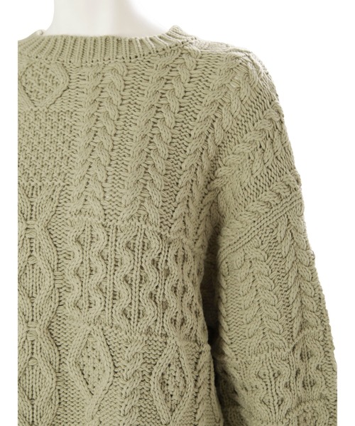 Ungrid（アングリッド）の「【WEB限定】パッチワークケーブルニット（ニット/セーター・レディース・アイボリー/モカ/オレンジ/ミント/ブラック・FREE）」の13枚目の写真