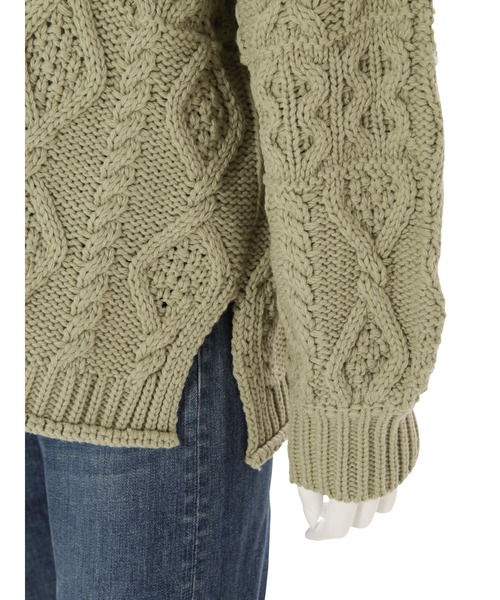 Ungrid（アングリッド）の「【WEB限定】パッチワークケーブルニット（ニット/セーター・レディース・アイボリー/モカ/オレンジ/ミント/ブラック・FREE）」の9枚目の写真