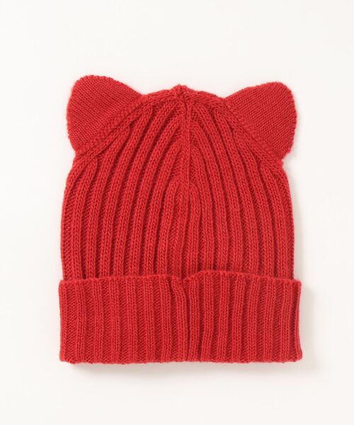 BENETTON (UNITED COLORS OF BENETTON)（ベネトンユナイテッドカラーズオブベネトン）の「キッズウール混キュートアニマルニット帽・ワッチキャップB（ニットキャップ/ビーニー・キッズ・グレー/ピンク/レッド/オフホワイト・98/74/68）」の5枚目の写真