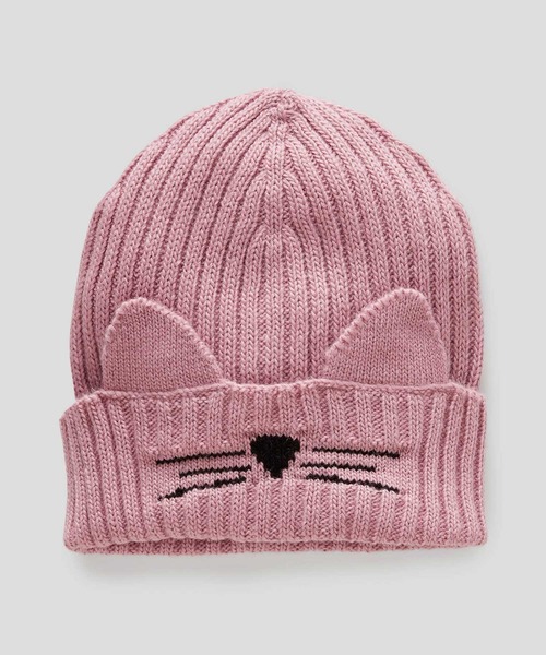 BENETTON (UNITED COLORS OF BENETTON)（ベネトンユナイテッドカラーズオブベネトン）の「キッズウール混キュートアニマルニット帽・ワッチキャップB（ニットキャップ/ビーニー・キッズ・グレー/ピンク/レッド/オフホワイト・98/74/68）」の4枚目の写真