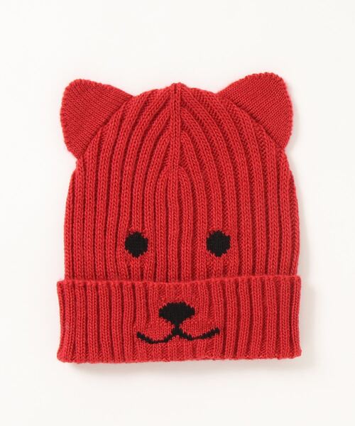 BENETTON (UNITED COLORS OF BENETTON)（ベネトンユナイテッドカラーズオブベネトン）の「キッズウール混キュートアニマルニット帽・ワッチキャップB（ニットキャップ/ビーニー・キッズ・グレー/ピンク/レッド/オフホワイト・98/74/68）」の7枚目の写真