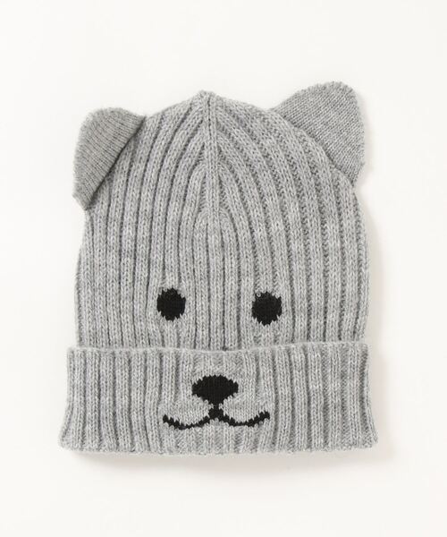BENETTON (UNITED COLORS OF BENETTON)（ベネトンユナイテッドカラーズオブベネトン）の「キッズウール混キュートアニマルニット帽・ワッチキャップB（ニットキャップ/ビーニー・キッズ・グレー/ピンク/レッド/オフホワイト・98/74/68）」の6枚目の写真
