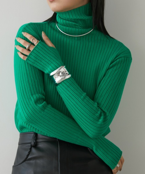 Aunt Marie's(アントマリーズ)の「フィンガーリブタートルニット(ニット/セーター・レディース・グリーン/ピンク/アイボリー/ライトグリーン/ベージュ/ブルー/ブラック/ケリーグリーン/オレンジ/グリーン系その他/グレー/マスタード/ブラウン・FREE)」の17枚目の写真