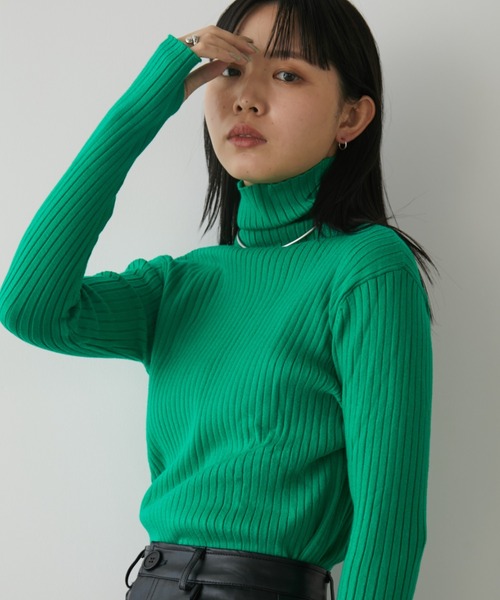 Aunt Marie's(アントマリーズ)の「フィンガーリブタートルニット(ニット/セーター・レディース・グリーン/ピンク/アイボリー/ライトグリーン/ベージュ/ブルー/ブラック/ケリーグリーン/オレンジ/グリーン系その他/グレー/マスタード/ブラウン・FREE)」の20枚目の写真