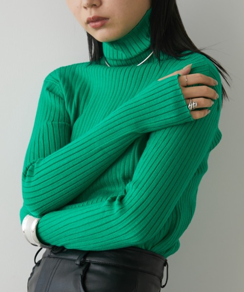 Aunt Marie's(アントマリーズ)の「フィンガーリブタートルニット(ニット/セーター・レディース・グリーン/ピンク/アイボリー/ライトグリーン/ベージュ/ブルー/ブラック/ケリーグリーン/オレンジ/グリーン系その他/グレー/マスタード/ブラウン・FREE)」の22枚目の写真