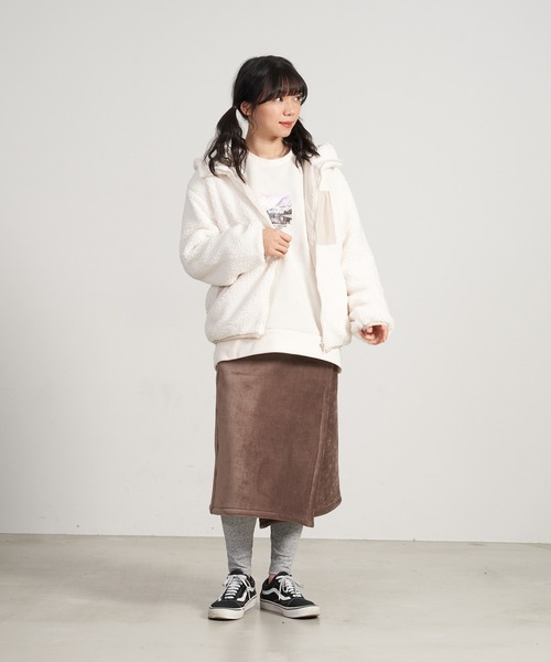 OUTDOOR PRODUCTS APPAREL(アウトドアプロダクツアパレル)の「上下セット対応可能 カットコール裏ボアボンディング巻きスカート(スカート・レディース・ライトグレー/ベージュ/ブラウン・MEDIUM/LARGE)」の12枚目の写真