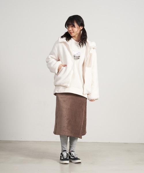 OUTDOOR PRODUCTS APPAREL(アウトドアプロダクツアパレル)の「上下セット対応可能 カットコール裏ボアボンディング巻きスカート(スカート・レディース・ライトグレー/ベージュ/ブラウン・MEDIUM/LARGE)」の13枚目の写真
