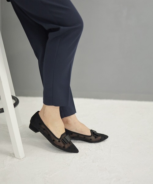 SESTO(セスト)の「ドットチュールのリボン付きローヒールパンプス(パンプス・レディース・ブラック・24.5cm/23.0cm/24.0cm/23.5cm/25.0cm/22.5cm)」の13枚目の写真