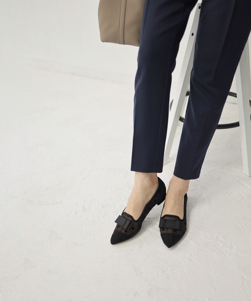 SESTO(セスト)の「ドットチュールのリボン付きローヒールパンプス(パンプス・レディース・ブラック・24.5cm/23.0cm/24.0cm/23.5cm/25.0cm/22.5cm)」の12枚目の写真