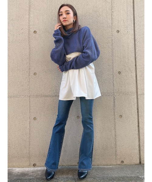 DURAS(デュラス)の「ハイウエスト美脚裾フレアパンツ(その他パンツ・レディース・インディゴブルー/ダークインディゴブルー・SMALL/MEDIUM)」の18枚目の写真