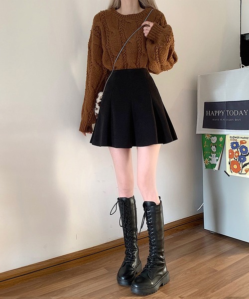 MAISON HAUSSMANN メゾンオスマン　プリーツスカート MAISON MARVERICK PRESENTS ベルト付 プリーツスカート GRAY