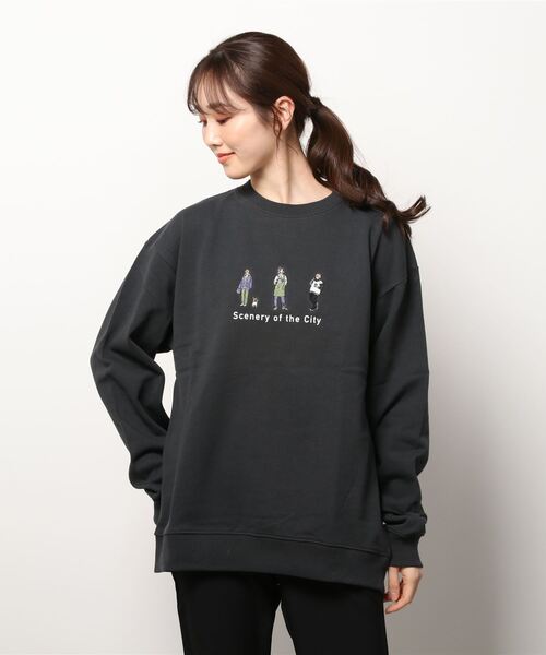 Lazar(ラザル)の「Life Style ワンポイント刺繍 ビッグシルエット スウェット トレーナー(スウェット・メンズ・サックスブルー/グリーン/オートミール/グレイッシュベージュ/ベージュ系その他/スミクロ・M/L)」の11枚目の写真