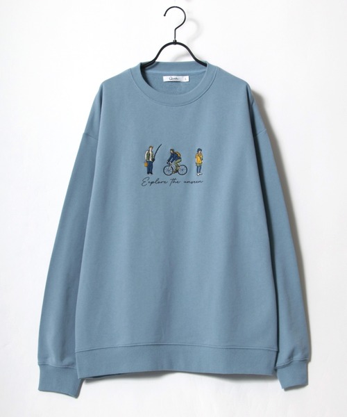 Lazar(ラザル)の「Life Style ワンポイント刺繍 ビッグシルエット スウェット トレーナー(スウェット・メンズ・サックスブルー/グリーン/オートミール/グレイッシュベージュ/ベージュ系その他/スミクロ・M/L)」の18枚目の写真