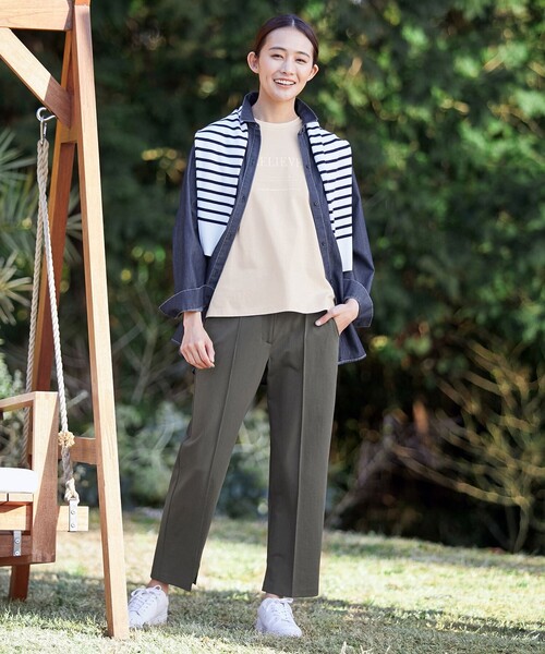 J.PRESS(ジェイプレス)の「【洗える】KATE パネルボーダー ボートネック ニット(ニット/セーター・レディース・ホワイト系1/ネイビー系1/ふじ色系1・MEDIUM/LARGE)」の8枚目の写真