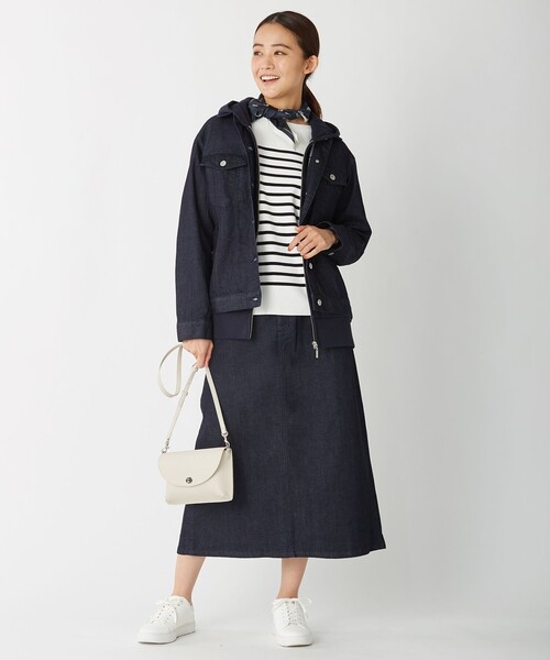 J.PRESS(ジェイプレス)の「【洗える】KATE パネルボーダー ボートネック ニット(ニット/セーター・レディース・ホワイト系1/ネイビー系1/ふじ色系1・MEDIUM/LARGE)」の11枚目の写真