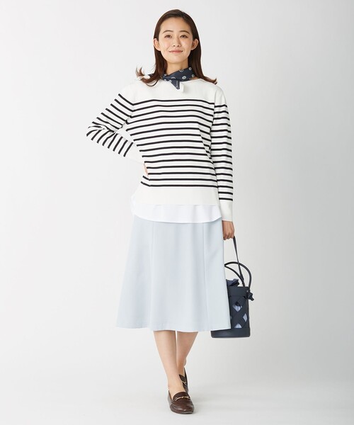 J.PRESS(ジェイプレス)の「【洗える】KATE パネルボーダー ボートネック ニット(ニット/セーター・レディース・ホワイト系1/ネイビー系1/ふじ色系1・MEDIUM/LARGE)」の13枚目の写真