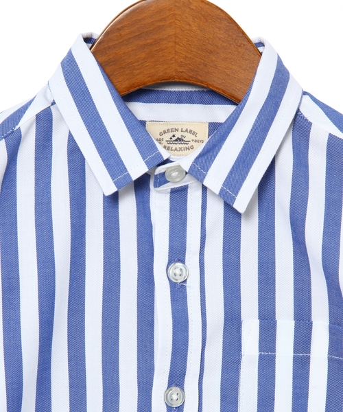 green label relaxing(グリーンレーベルリラクシング)の「ストライプ シャツ ロングスリーブ ◆(シャツ/ブラウス・キッズ・コバルトブルー・135/M/115/L/125/S/105/95)」の4枚目の写真