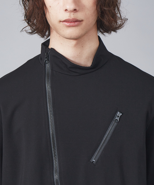 ABAHOUSE（アバハウス）の「ジャージー セミダブル ライダース ブルゾン（ライダースジャケット・メンズ・ブラック/カーキ/グレイッシュブルー・44/46/48）」の9枚目の写真