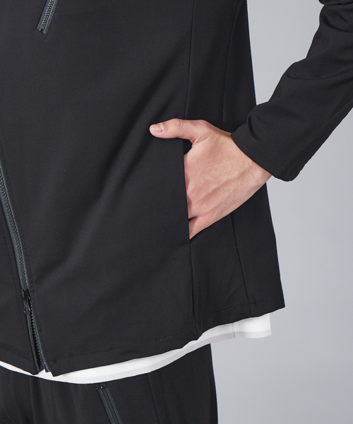 ABAHOUSE（アバハウス）の「ジャージー セミダブル ライダース ブルゾン（ライダースジャケット・メンズ・ブラック/カーキ/グレイッシュブルー・44/46/48）」の11枚目の写真