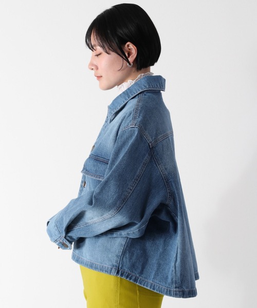 cepo（セポ）の「バックスリットショートデニムジャケット（デニムジャケット・レディース・ブルー系2/ブルー系3・M）」の8枚目の写真