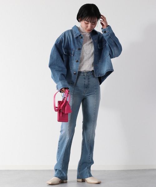 cepo（セポ）の「バックスリットショートデニムジャケット（デニムジャケット・レディース・ブルー系2/ブルー系3・M）」の13枚目の写真