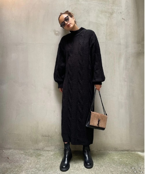 TRUNC（トランクエイティーエイト）の「Cable Knit Long One Piece（ワンピース・レディース・ブラック/その他・FREE）」の2枚目の写真