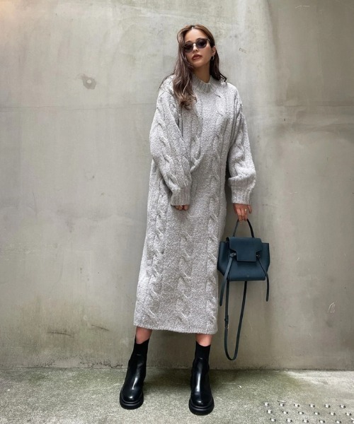 TRUNC（トランクエイティーエイト）の「Cable Knit Long One Piece（ワンピース・レディース・ブラック/その他・FREE）」の8枚目の写真