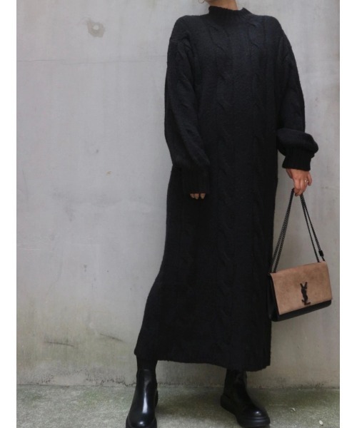 TRUNC（トランクエイティーエイト）の「Cable Knit Long One Piece（ワンピース・レディース・ブラック/その他・FREE）」の7枚目の写真