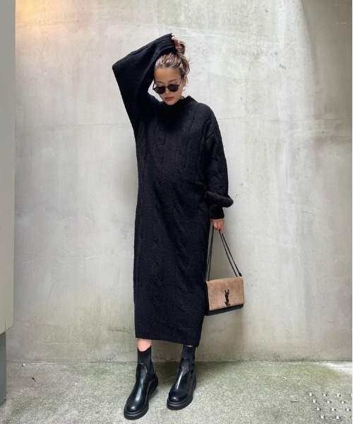 TRUNC（トランクエイティーエイト）の「Cable Knit Long One Piece（ワンピース・レディース・ブラック/その他・FREE）」の20枚目の写真