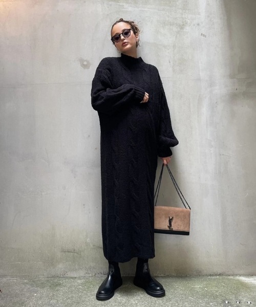 TRUNC（トランクエイティーエイト）の「Cable Knit Long One Piece（ワンピース・レディース・ブラック/その他・FREE）」の11枚目の写真