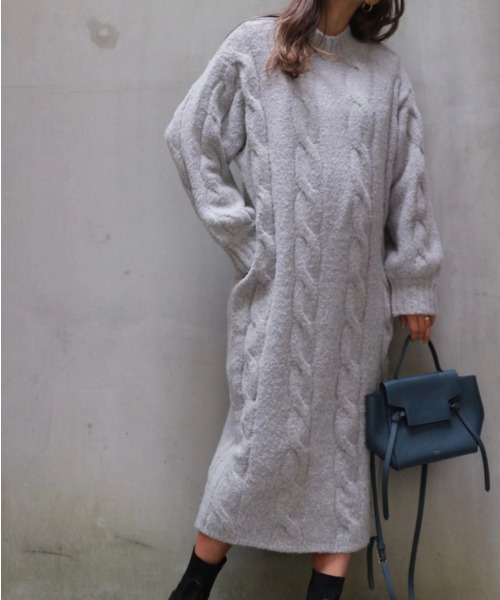 TRUNC（トランクエイティーエイト）の「Cable Knit Long One Piece（ワンピース・レディース・ブラック/その他・FREE）」の13枚目の写真