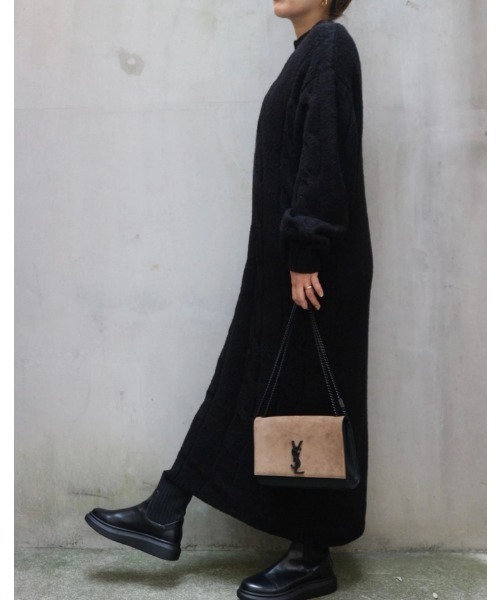 TRUNC（トランクエイティーエイト）の「Cable Knit Long One Piece（ワンピース・レディース・ブラック/その他・FREE）」の3枚目の写真