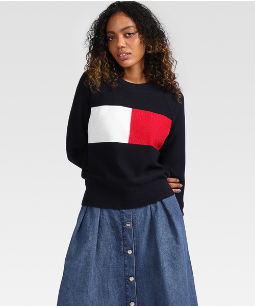 TOMMY HILFIGER(トミーヒルフィガー)の「レギュラーフラッグセーター(ニット/セーター・レディース・ネイビー・SMALL/MEDIUM/X-SMALL)」の1枚目の写真