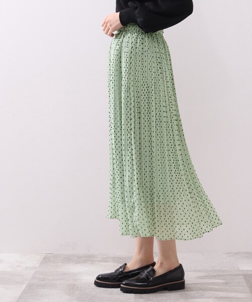 DRESKIP(ドレスキップ)の「◆ドビードットプリーツスカート(スカート・レディース・ブラック/オフホワイト/ライトグリーン・02/03/04)」の5枚目の写真