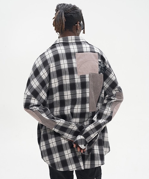 HARSH AND CRUEL（ハーシュアンドクルーエル）の「パッチワーク チェックシャツ HC22SS15【Harsh and Cruel】（シャツ/ブラウス・メンズ・マルチ・M/XL/L/S）」の3枚目の写真