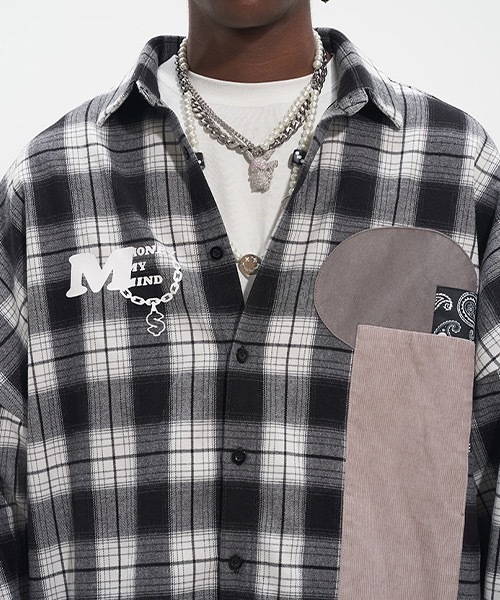 HARSH AND CRUEL（ハーシュアンドクルーエル）の「パッチワーク チェックシャツ HC22SS15【Harsh and Cruel】（シャツ/ブラウス・メンズ・マルチ・M/XL/L/S）」の4枚目の写真