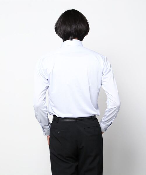 Perfect Suit FActory（パーフェクトスーツファクトリー）の「【完全ノーアイロン】長袖アイシャツ　スタンダード　サックス（ビジネスシャツ・メンズ・サックスブルー・首回り39cm-裄丈80cm/首回り41cm-裄丈84cm/首回り39cm-裄丈82cm/首回り43cm-裄丈86cm/首回り45cm-裄丈86cm/首回り41cm-裄丈82cm/首回り37cm-裄丈80cm）」の6枚目の写真