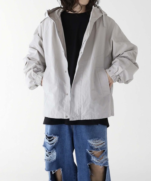 minsobi（ミンソビ）の「ダブルジップフードジャケット（ナイロンジャケット・メンズ・ブラック/グレー・FREE）」の10枚目の写真