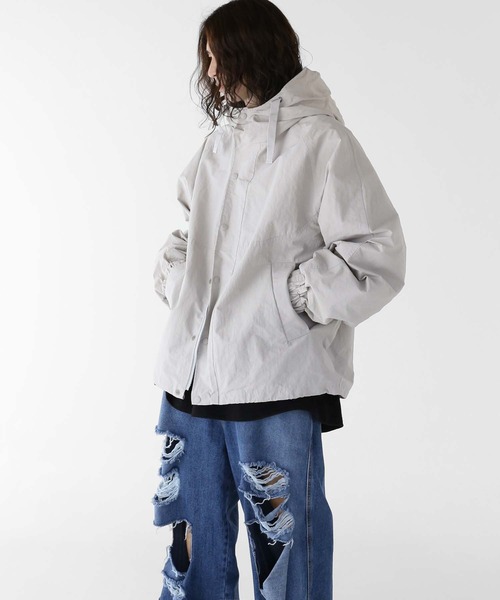 minsobi（ミンソビ）の「ダブルジップフードジャケット（ナイロンジャケット・メンズ・ブラック/グレー・FREE）」の13枚目の写真