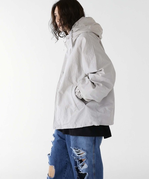 minsobi（ミンソビ）の「ダブルジップフードジャケット（ナイロンジャケット・メンズ・ブラック/グレー・FREE）」の14枚目の写真