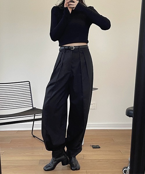 chuclla（チュクラ）の「ヘムプリーツ タックパンツ je-101 chw22s095【2022/SS】（スラックス・レディース・ブラック/グレー・M/S/L）」の13枚目の写真