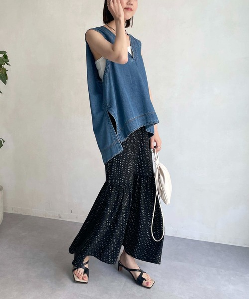 CAPRICIEUX LE'MAGE（カプリシューレマージュ）の「Vネックデニムベスト（ベスト・レディース・ブルー・FREE）」の8枚目の写真