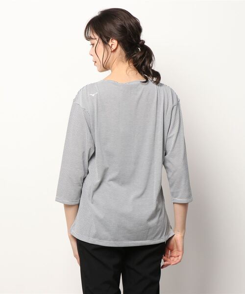 Go to by mizuno（ゴートゥーバイミズノ）の「クイックドライボーダーボートネックシャツ　［ウィメンズ］（シャツ/ブラウス・レディース・ホワイト系その他/ネイビー×ホワイト/ベージュ系/ネイビー系・L/M）」の5枚目の写真