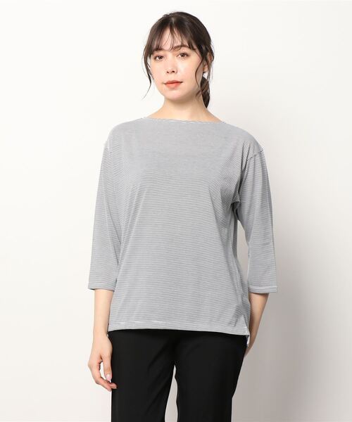 Go to by mizuno（ゴートゥーバイミズノ）の「クイックドライボーダーボートネックシャツ　［ウィメンズ］（シャツ/ブラウス・レディース・ホワイト系その他/ネイビー×ホワイト/ベージュ系/ネイビー系・L/M）」の14枚目の写真