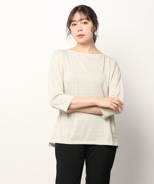 Go to by mizuno（ゴートゥーバイミズノ）の「クイックドライボーダーボートネックシャツ　［ウィメンズ］（シャツ/ブラウス・レディース・ホワイト系その他/ネイビー×ホワイト/ベージュ系/ネイビー系・L/M）」の17枚目の写真