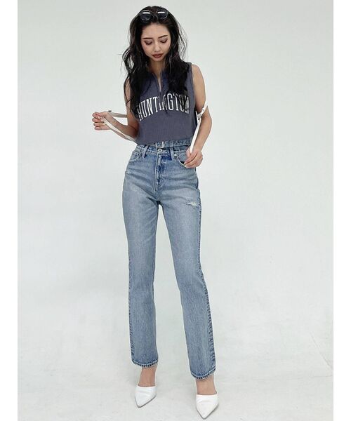 シルバー ストレートデニム レディース リアルスタイル REAL STYLE デニムパンツ レディース ゆったり