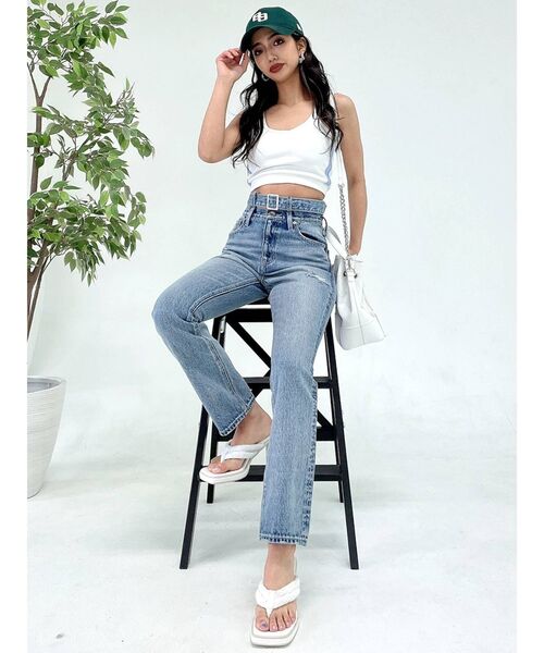 訳あり商品 GYDA（ジェイダ）の「H/Wベルトデザインストレートデニムパンツ ジャケット・アウター