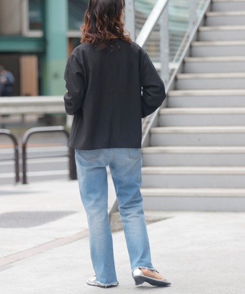 CIAOPANIC TYPY（チャオパニックティピー）の「テックリネンノーカラージャケット（ノーカラージャケット・レディース・ライトグレー/ブラック/ベージュ・ONE SIZE）」の12枚目の写真