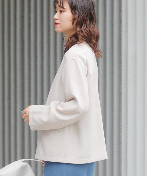 CIAOPANIC TYPY（チャオパニックティピー）の「テックリネンノーカラージャケット（ノーカラージャケット・レディース・ライトグレー/ブラック/ベージュ・ONE SIZE）」の17枚目の写真