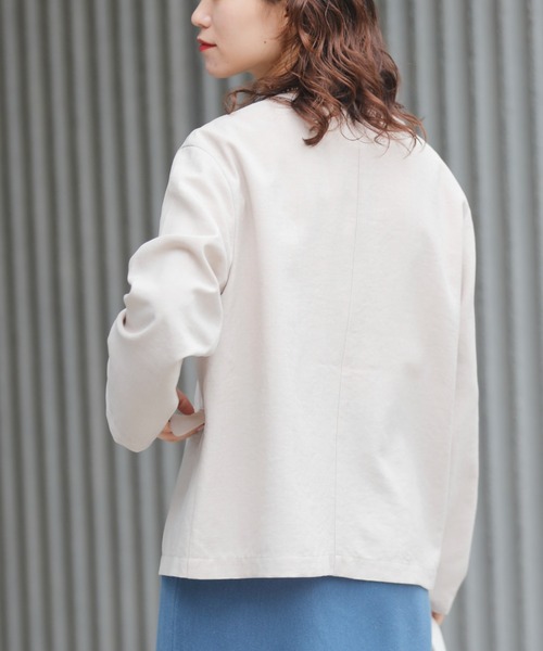 CIAOPANIC TYPY（チャオパニックティピー）の「テックリネンノーカラージャケット（ノーカラージャケット・レディース・ライトグレー/ブラック/ベージュ・ONE SIZE）」の18枚目の写真